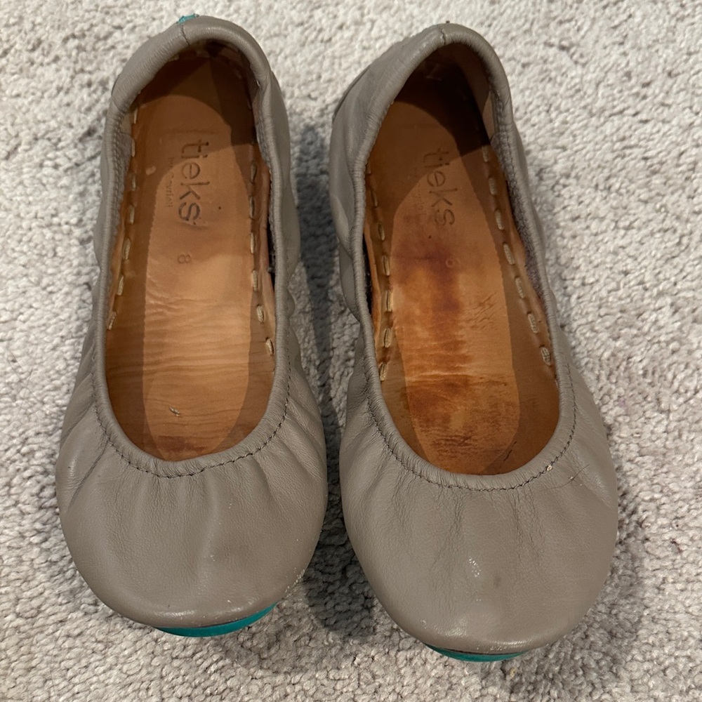 Tieks Taupe Leather flats size 8